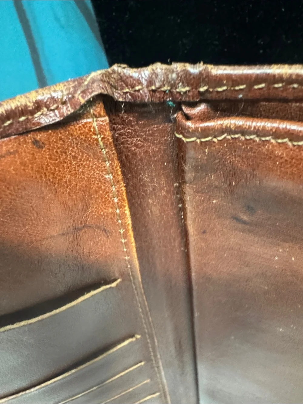 Vintage Texier Brown Leather Bifold Wallet Embossed Logo TEXIER / Made In France